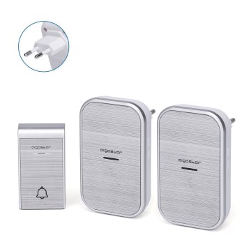 Aigostar - ZESTAW 2x Dzwonek bezprzewodowy do kontaktu 230V/12V IP44 srebrny