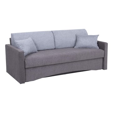 Tapicerowana, składana sofa trzyosobowa do codziennego spania z podłokietnikami PAUL szary