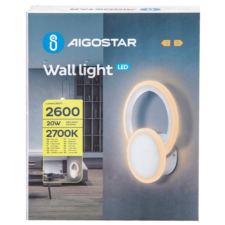 Aigostar - LED Kinkiet LED/20W/230V 2700K biały