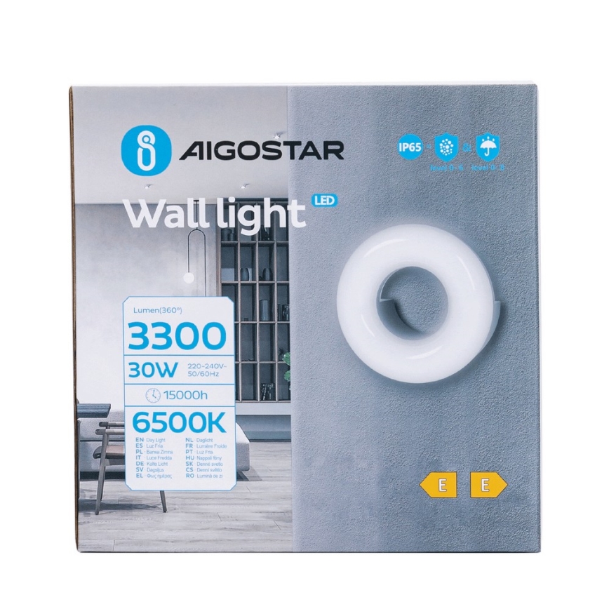 Aigostar - LED Kinkiet zewnętrzny LED/30W/230V 6500K IP65 czarny
