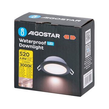 Aigostar - LED Łazienkowa oprawa wpuszczana LED/4,8W/230V 3000K czarna IP65