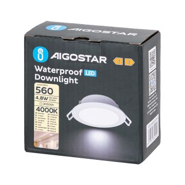 Aigostar - LED Łazienkowa oprawa wpuszczana LED/4,8W/230V 4000K biała IP65