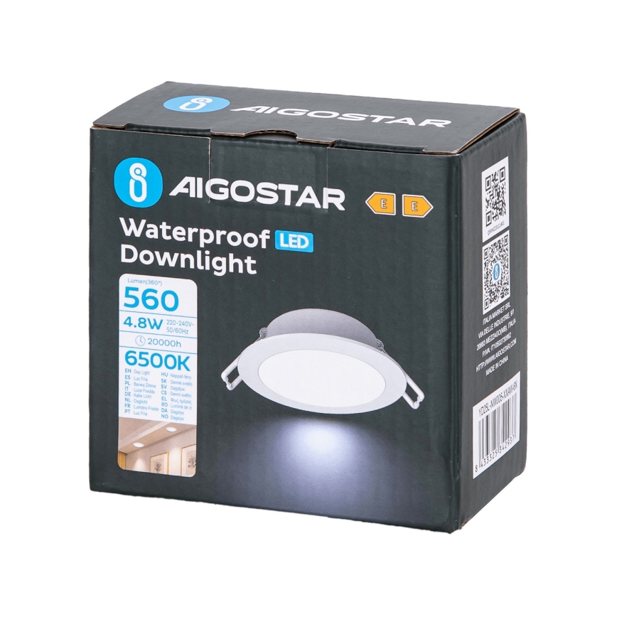 Aigostar - LED Łazienkowa oprawa wpuszczana LED/4,8W/230V 6500K biała IP65