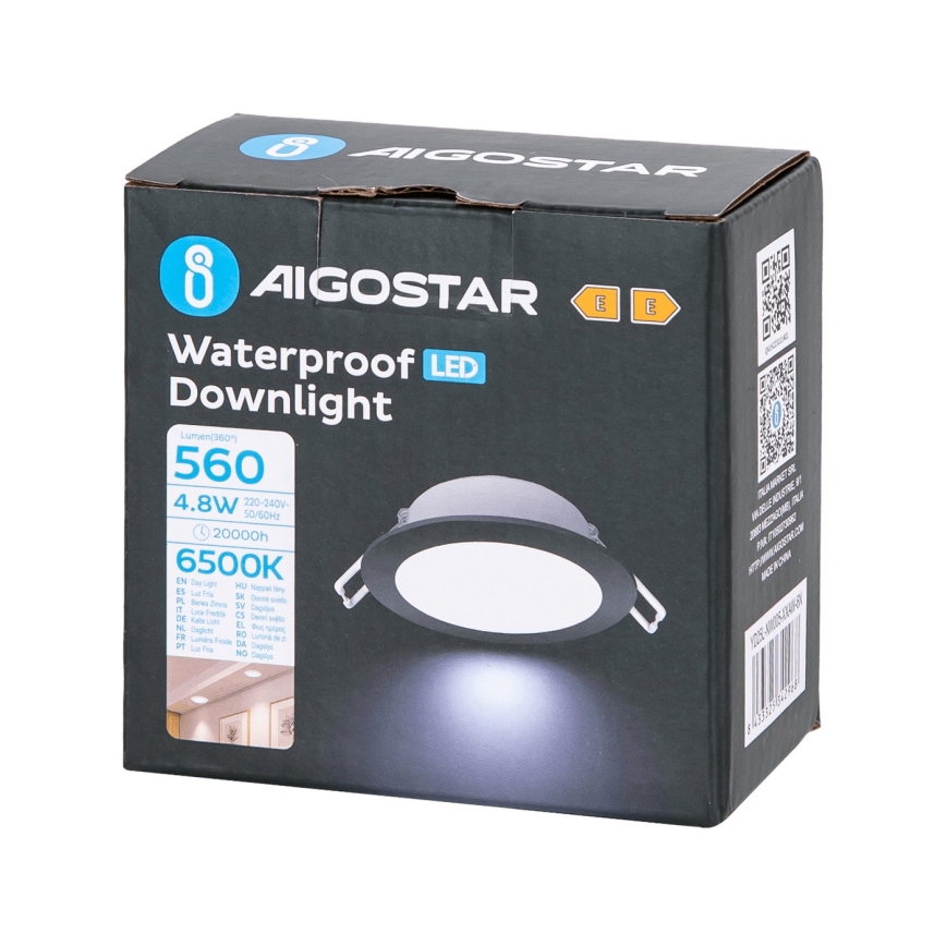 Aigostar - LED Łazienkowa oprawa wpuszczana LED/4,8W/230V 6500K czarna IP65