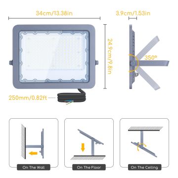 Aigostar - LED Naświetlacz LED/150W/230V szary 6500K IP65