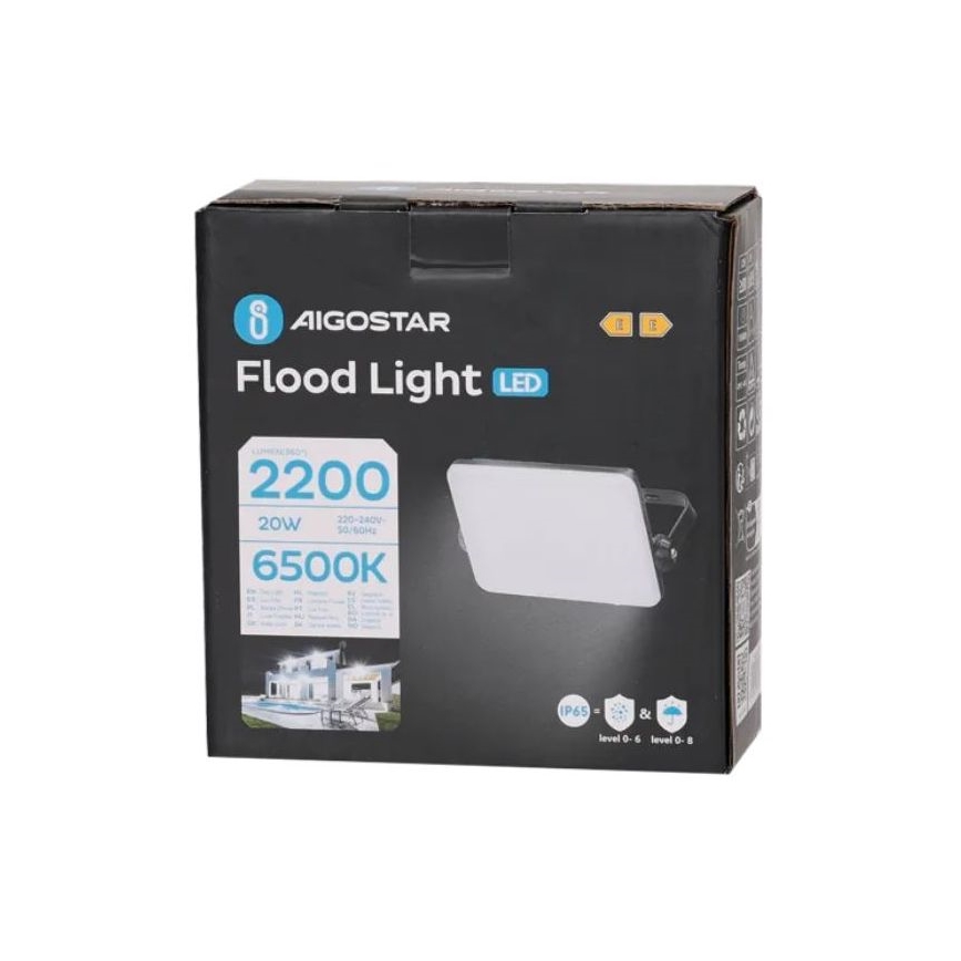 Aigostar - LED Naświetlacz LED/20W/230V 6500K IP65 czarny