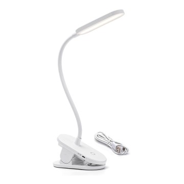 Aigostar - LED Ściemnialna akumulatorowa lampa stołowa z klipsem LED/2,5W/5V 1200mAh biała