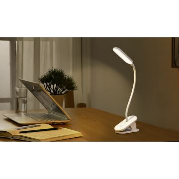 Aigostar - LED Ściemnialna akumulatorowa lampa stołowa z klipsem LED/2,5W/5V 1200mAh biała