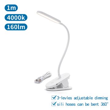 Aigostar - LED Ściemnialna akumulatorowa lampa stołowa z klipsem LED/2,5W/5V 1200mAh biała