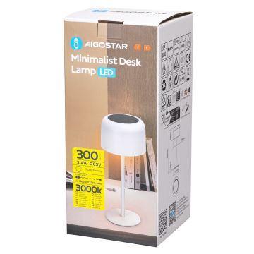 Aigostar - LED Solarna ściemnialna akumulatorowa lampa stołowa LED/3W/5V 2200mAh biała IP54