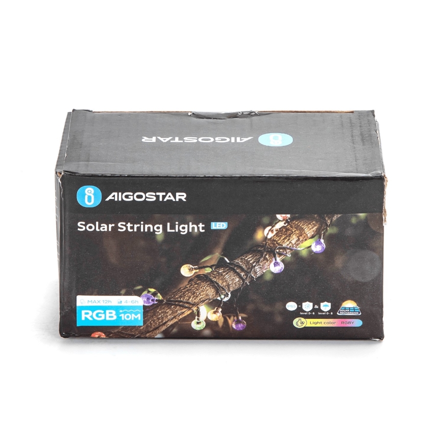 Aigostar - LED Solarny łańcuch ozdobny 50xLED/8 funkcji 12m IP65 wielobarwny