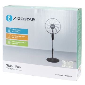 Aigostar - Wentylator podłogowy 60W/230V czarne