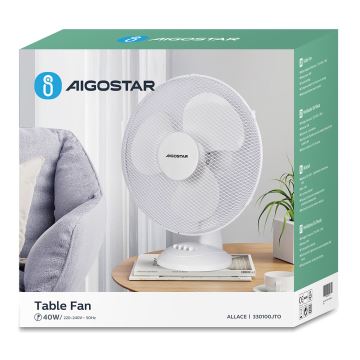 Aigostar - Wentylator stołowy 40W/230V biały