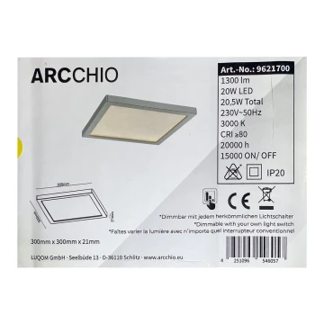 Arcchio - LED Ściemnialny plafon SOLVIE LED/20W/230V