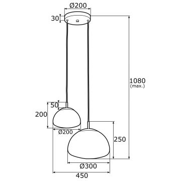 Argon 0902 - Żyrandol na lince TRINI 2xE27/15W/230V złoty