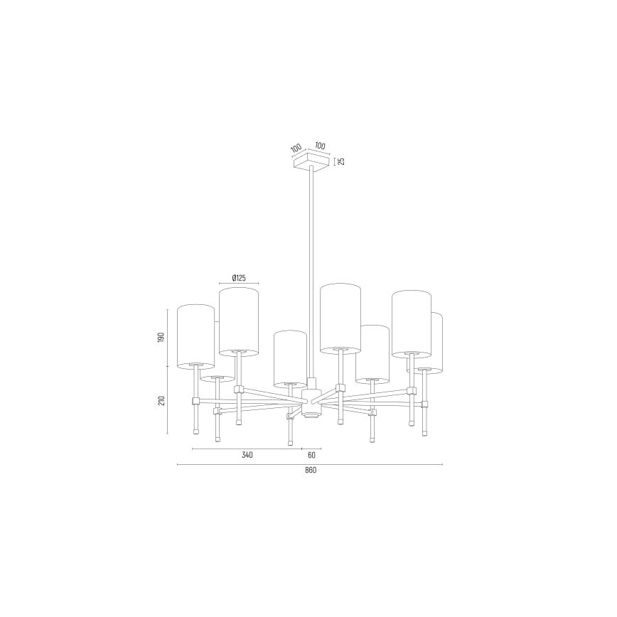 Argon 5055 - Żyrandol ABRUZZO 8xE14/7W/230V mosiądz/zielony