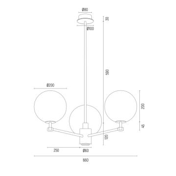 Argon 6307 - Żyrandol PALOMA 3xE14/7W/230V złoty/biały