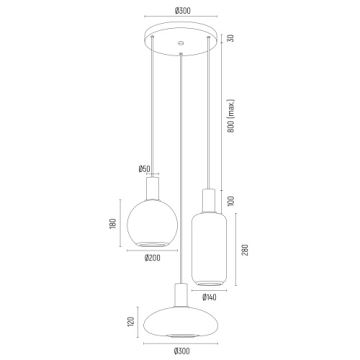 Argon 6323 - Żyrandol na lince SAGUNTO PLUS 3xE27/15W/230V czarne