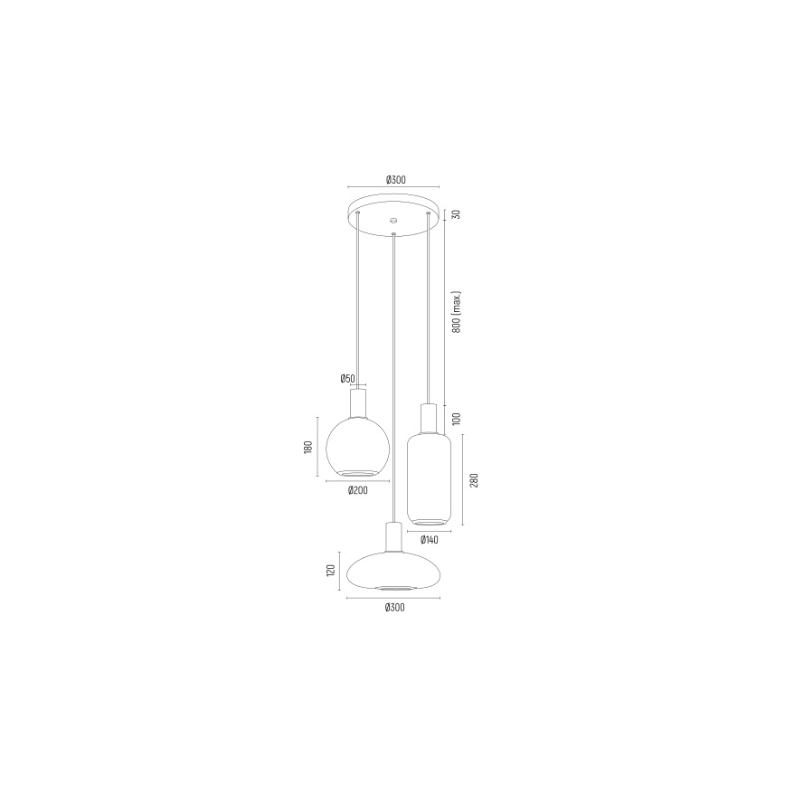 Argon 6323 - Żyrandol na lince SAGUNTO PLUS 3xE27/15W/230V czarne