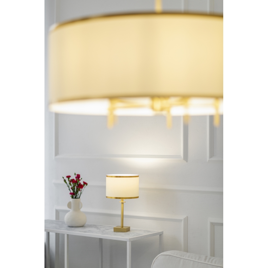 Argon 8047 - Lampa stołowa ABBANO 1xE27/15W/230V mosiądz/biały
