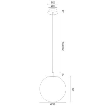 Argon 8507 - Żyrandol na lince PALOMA 1xE27/15W/230V śr. 25 cm złoty/biały