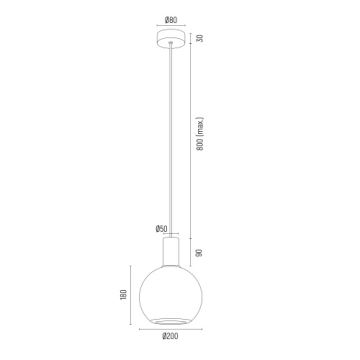 Argon 8564 - Żyrandol na lince SAGUNTO PLUS 1xE27/15W/230V śr. 20 cm czarne