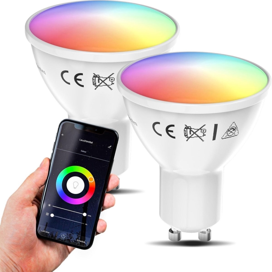 B.K. Licht 1263 - ZESTAW 2x LED RGB Żarówka ściemnialna GU10/5,5W/230V Wi-Fi Tuya