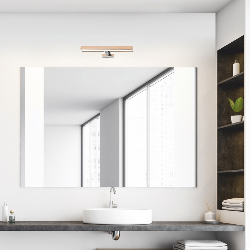 Brilagi - LED Łazienkowe oświetlenie lustra WOODY MIRROR LED/8W/230V IP44 dąb/chrom