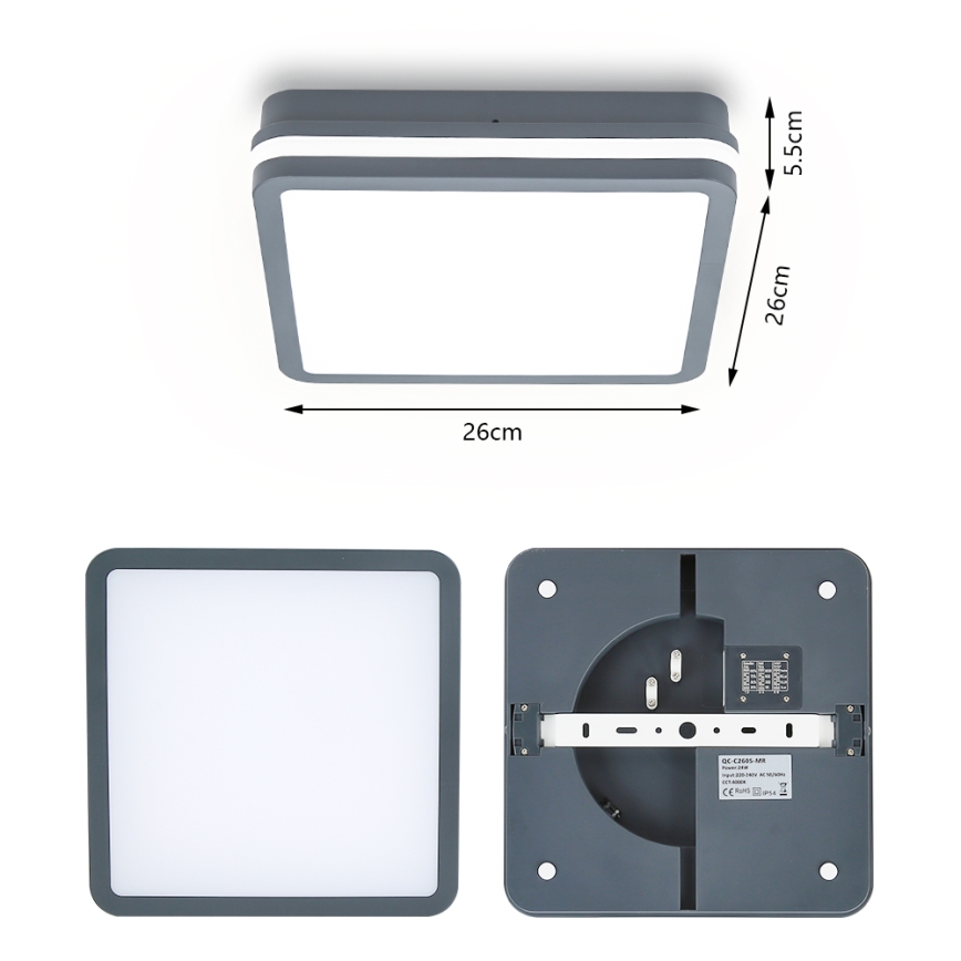 Brilagi - LED Oświetlenie zewnętrzne BENE LED/24W/230V 26x26 cm antracyt IP54