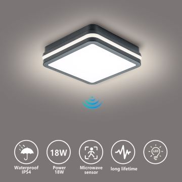 Brilagi - LED Oświetlenie zewnętrzne z czujnikiem BENE LED/18W/230V 22x22 cm antracyt IP54