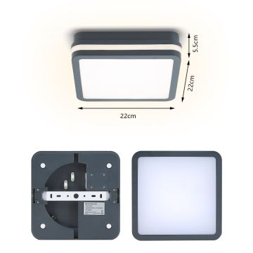 Brilagi - LED Oświetlenie zewnętrzne z czujnikiem BENE LED/18W/230V 22x22 cm antracyt IP54