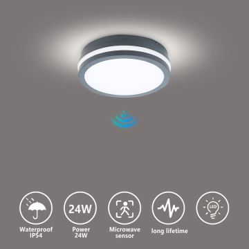 Brilagi - LED Oświetlenie zewnętrzne z czujnikiem BENE LED/18W/230V śr. 22 cm antracyt IP54