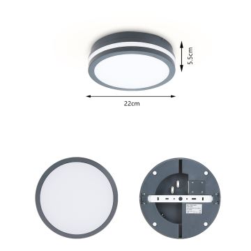 Brilagi - LED Oświetlenie zewnętrzne z czujnikiem BENE LED/18W/230V śr. 22 cm antracyt IP54