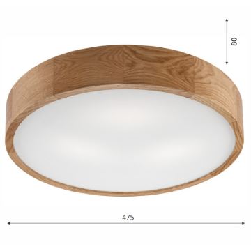 Brilagi - LED Plafon CARVALHO 3xE27/60W/230V dąb śr. 47,5 cm