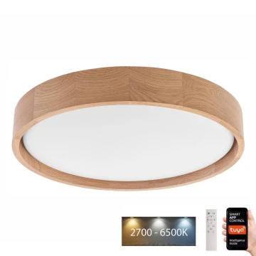 Brilagi - LED Plafon ściemnialny MANAROLA SMART LED/24W/230V 2700-6500K dąb śr. 41 cm Wi-Fi + pilot Tuya