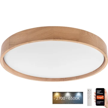 Brilagi - LED Plafon ściemnialny MANAROLA SMART LED/36W/230V 2700-6500K dąb śr. 51 cm Wi-Fi + pilot Tuya