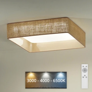 Brilagi - LED Plafon ściemnialny VELVET SQUARE LED/24W/230V 3000/4000/6500K + Pilot zdalnego sterowania brązowe