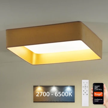 Brilagi - LED Plafon ściemnialny VELVET SQUARE SMART LED/36W/230V 2700-6500K Wi-Fi Tuya + Pilot zdalnego sterowania beżowe