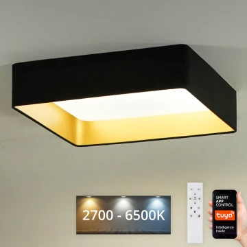 Brilagi - LED Plafon ściemnialny VELVET SQUARE SMART LED/36W/230V 2700-6500K Wi-Fi Tuya + Pilot zdalnego sterowania czarne