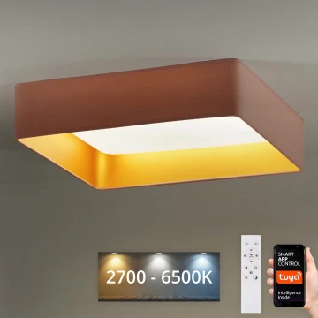 Brilagi - LED Plafon ściemnialny VELVET SQUARE SMART LED/36W/230V 2700-6500K Wi-Fi Tuya + Pilot zdalnego sterowania różowe