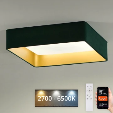 Brilagi - LED Plafon ściemnialny VELVET SQUARE SMART LED/36W/230V 2700-6500K Wi-Fi Tuya + Pilot zdalnego sterowania zielony