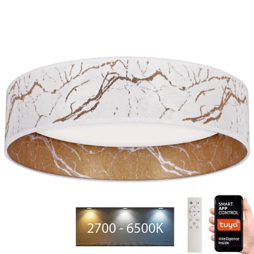 Brilagi - LED Ściemnialny plafon VELVET SMART LED/24W/230V d. 45 cm 2700-6500K Wi-Fi Tuya biały/złoty + pilot