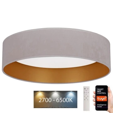 Brilagi - LED Ściemnialny plafon VELVET SMART LED/36W/230V d. 55 cm 2700-6500K Wi-Fi Tuya kremowy/złoty + pilot