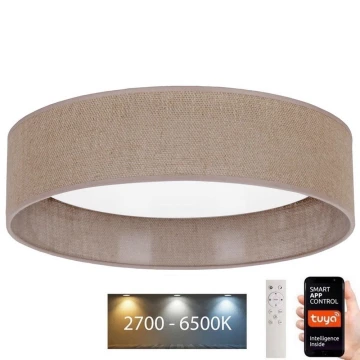 Brilagi - LED Ściemnialny plafon VELVET SMART LED/36W/230V śr. 55 cm 2700-6500K Wi-Fi Tuya brązowy + pilot