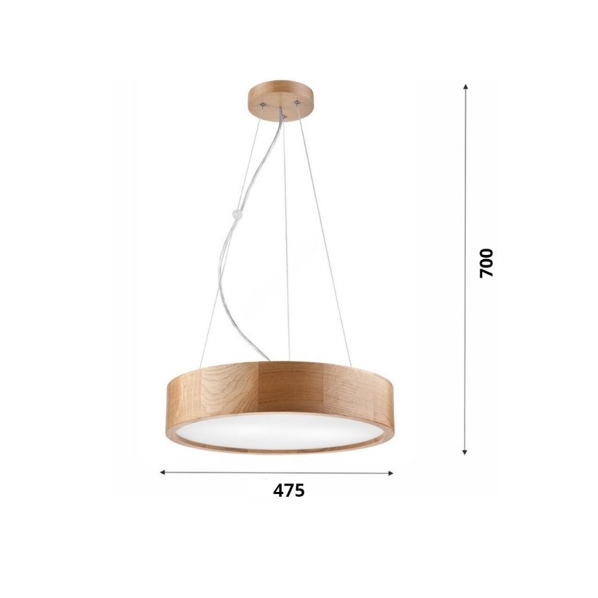 Brilagi - LED Żyrandol na lince CARVALHO 3xE27/60W/230V dąb śr. 47,5 cm