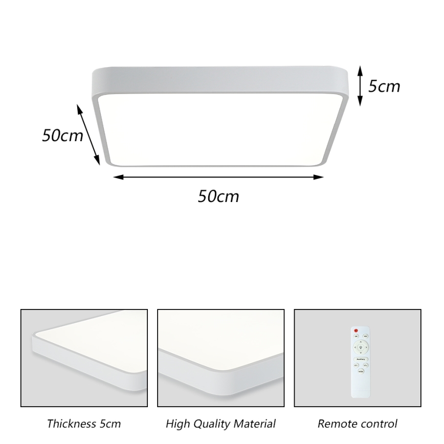 Brilagi - LED Plafon ściemnialny POOL LED/48W/230V 3000-6000K 50x50 cm biały + pilot zdalnego sterowania