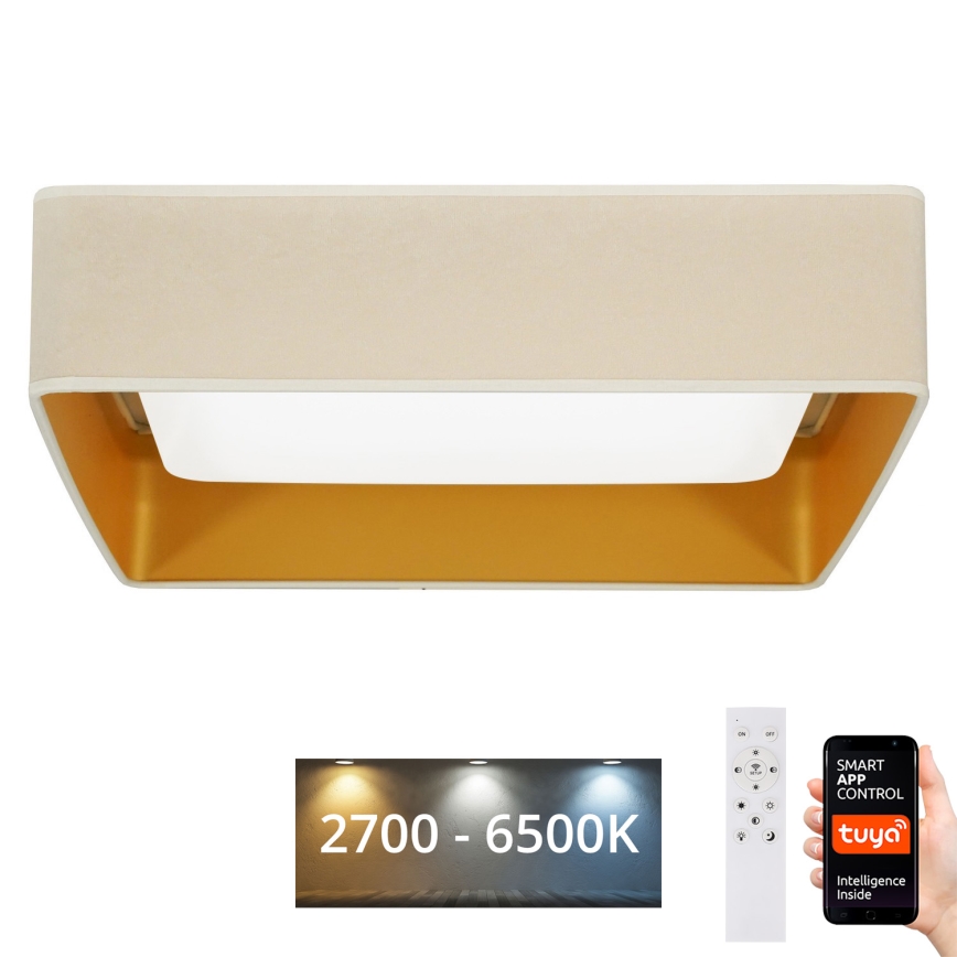 Brilagi - LED Plafon ściemnialny VELVET SQUARE SMART LED/36W/230V 2700-6500K Wi-Fi Tuya + pilot zdalnego sterowania kremowy