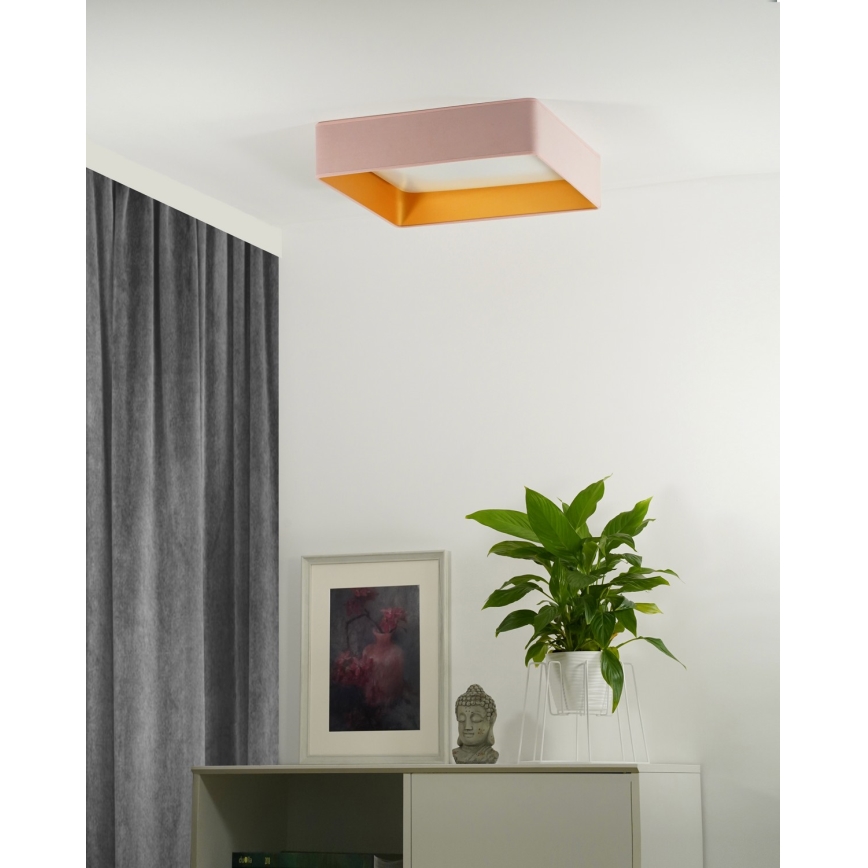 Brilagi - LED Plafon ściemnialny VELVET SQUARE LED/24W/230V 3000/4000/6500K + Pilot zdalnego sterowania różowe