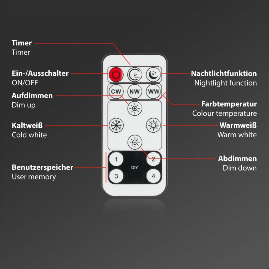 Brilo - LED Plafon ściemnialny SLIM LED/22W/230V 2700-6500K + Pilot zdalnego sterowania