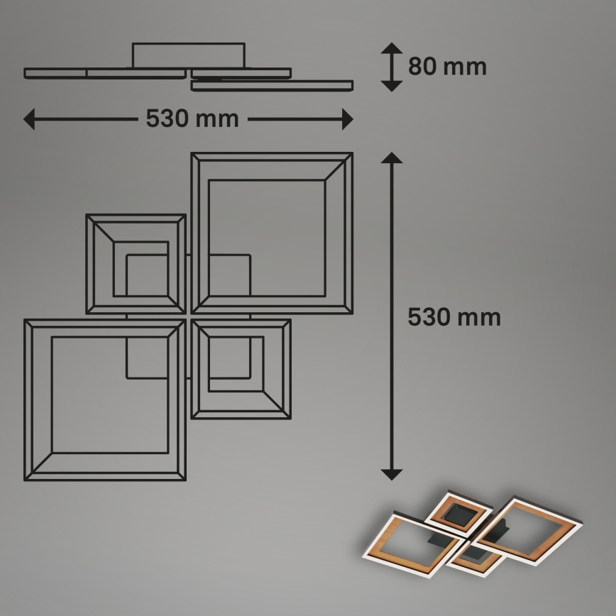 Brilo - LED Ściemnialny żyrandol natynkowy FRAME LED/38W/230V